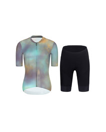 RIVANELLE Cycling short sleeve jersey and shorts - COSMA - black/purple/gold